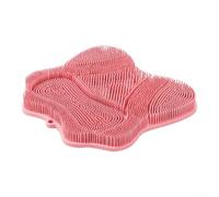 Alfombrilla de masaje y fregado de espalda con función antideslizante en forma de mariposa para uso en la ducha en el baño (rosa)