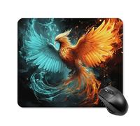 Alfombrilla de mouse con base de goma antideslizante, diseño de fénix de fuego y agua, con borde cosido, alfombrilla de mouse para escritorio, mouse inalámbrico para juegos, computadora, laptop