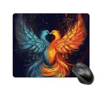 Alfombrilla de mouse con base de goma antideslizante, diseño de fénix de fuego y agua, con borde cosido, alfombrilla de mouse para escritorio, mouse inalámbrico para juegos, computadora, laptop