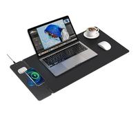 Alfombrilla de mouse con carga inalámbrica, alfombrilla de mouse para juegos con superficie ultrasuave, fieltro reversible antideslizante y alfombrilla de escritorio de piel sintética vegana