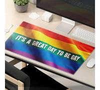 Alfombrilla de mouse con citas divertidas con texto en inglés "It's a Great Day To Be Gay" con la bandera ondeando divertidas alfombrillas de mouse para escritorio