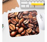 Alfombrilla de mouse con diseño de café en acuarela vibrante, textura premium, impermeable, lavable, con base de goma antideslizante para juegos y oficina