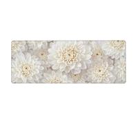 Alfombrilla de mouse con flores blancas en gran base de goma antideslizante con bordes cosidos, para videojuegos, computadora, computadora, grande, 11.8 x 31.5 pulgadas