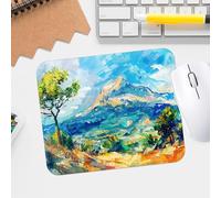 Alfombrilla de mouse con impresión de Mont Sainte-Victoire de alta calidad, impermeable, lavable, antideslizante, para juegos y oficina, superficie duradera y lisa con borde cosido y base de goma