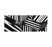 Alfombrilla de mouse con líneas geométricas en blanco y negro de 11.8 x 31.5 pulgadas, antideslizante, alfombrilla de mouse de tamaño grande para jugadores y uso en la oficina.