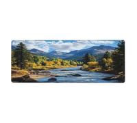 Alfombrilla de mouse con nubes blancas y ríos que fluyen en gran base de goma antideslizante con bordes cosidos, alfombrilla de mouse grande para computadora de juegos, 11.8 x 31.5 pulgadas