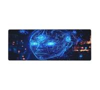 Alfombrilla de mouse con tecnología Ai de silueta femenina en gran base de goma antideslizante con bordes cosidos, alfombrilla de mouse grande para computadora de juegos, 11.8 x 31.5 pulgadas