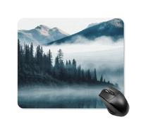 Alfombrilla de mouse cuadrada con paisaje de montañas nieblas, alfombrilla de mouse portátil con base de goma antideslizante, 25 x 30 cm, alfombrilla de mouse ultrafina para juegos, para computadora