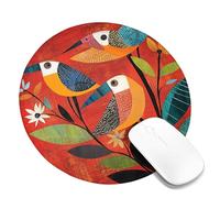 Alfombrilla de mouse cuadrada de escritorio con diseño artístico colorido rojo, alfombrilla de mouse de goma antideslizante lavable para computadora doméstica y oficina, laptop, redonda, 8 x 8