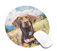 Alfombrilla de mouse cuadrada de escritorio floral de primavera, diseño de perro de acuarela marrón con flores cosidas, alfombrilla de mouse de goma antideslizante lavable para computadora doméstica y