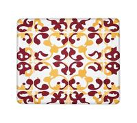Alfombrilla de mouse cuadrada de escritorio floral otoñal, alfombrilla de mouse con borde cosido rojo y amarillo, alfombrilla de mouse de goma antideslizante lavable para computadora doméstica y