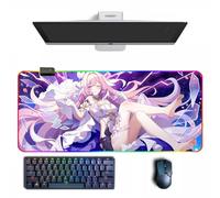 Alfombrilla de mouse de anime Honkai Impact 3rd Anime RGB con diferentes modos de iluminación, alfombrillas de mouse grandes de goma