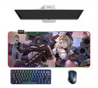 Alfombrilla de mouse de anime Honkai Impact 3rd Anime RGB con diferentes modos de iluminación, alfombrillas de mouse grandes de goma