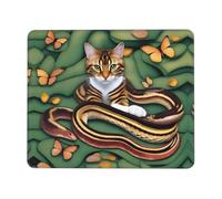 Alfombrilla de mouse de escritorio con borde overlocked The story of the snake and the cat Printed Gaming Mat Adecuado para juegos y oficina, 21 x 26 cm