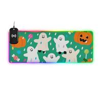 Alfombrilla de mouse de escritorio de dibujos animados con diseño de calabaza de Halloween, brillante, grande, multifuncional, para viajes, 35.4 x 15.7 pulgadas