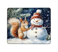 Alfombrilla de mouse de invierno con diseño de paisaje nevado azul con borde cosido, alfombrilla de mouse de goma antideslizante lavable para computadora doméstica y oficina, portátil, cuadrada de 8 x