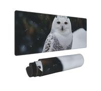 Alfombrilla de mouse extendida para teclado completo con bordes cosidos, alfombrilla de escritorio grande de anime con base antideslizante, alfombrilla de ratón de búho de nieve para juegos y oficina