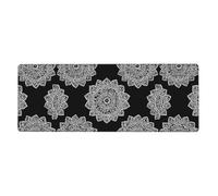 Alfombrilla de mouse extragrande con estampado de mandala de borde negro de 12 x 31.5 pulgadas para oficina, juegos y aprendizaje, duradera, cómoda y respetuosa con el medio ambiente