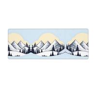 Alfombrilla de mouse extragrande con estampado de montañas nevadas blancas de 11.8 x 31.5 pulgadas, para teclados RGB y ratones, adecuada para juegos y uso en oficina.