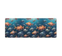 Alfombrilla de mouse extragrande con estampado de peces de mar profundo de 12 x 31.5 pulgadas para oficina, juegos y aprendizaje, duradera, cómoda y respetuosa con el medio ambiente