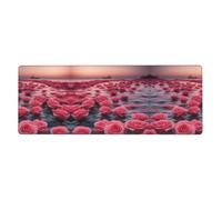 Alfombrilla de mouse extragrande con estampado de rosas por el mar de 11.8 x 31.5 pulgadas, para teclados RGB y ratones, adecuada para juegos y uso en oficina.