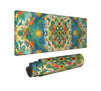 Alfombrilla de mouse grande con diseño de girasol, mariposa vibrante tropical, colibrí, verano, verde, goma, antideslizante, accesorios de escritorio, oficina, hogar, computadora, laptop, 12 x 32