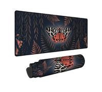 Alfombrilla de mouse grande con diseño de mariposa, inspirada en la naturaleza botánica, hoja de helecho, otoño, azul oscuro, goma antideslizante, decoración para teclado y mouse para hogar, oficina