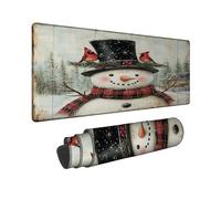 Alfombrilla de mouse grande con diseño de muñeco de nieve de invierno, muñeco de nieve blanco con pájaros rojos, alfombrilla de mouse antideslizante y lavable para juegos para el hogar y la oficina