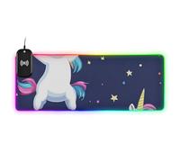 Alfombrilla de mouse grande con diseño de unicornio de dibujos animados Doing A Dance Move Wirel Charging Glowing Big Mouse Pad Extened Large Desk Top de 35.4 x 15.7 pulgadas para escritorio