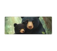 Alfombrilla de mouse grande con dos osos negros que se abrazan entre sí en una gran base de goma antideslizante con bordes cosidos, alfombrilla de mouse grande de 11.8 x 31.5 pulgadas