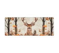Alfombrilla de mouse grande con estampado floral de Elk Are In The Woods, alfombrilla de mouse grande con bordes cosidos, base de goma antideslizante larga para decoración de escritorio de oficina y