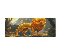 Alfombrilla de mouse grande con estampado floral de The Golden Lion Is - Alfombrilla de mouse grande con bordes cosidos, base de goma antideslizante larga para decoración de escritorio de oficina y