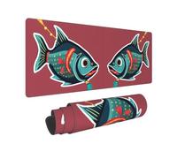 Alfombrilla de mouse grande de 11.8 x 31.5 pulgadas, diseño de pez único con un señuelo vPrint, base de goma antideslizante para juegos