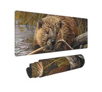 Alfombrilla de mouse grande de 11.8 x 31.5 pulgadas, diseño único de castor que trabaja con vPrint, base de goma antideslizante para juegos