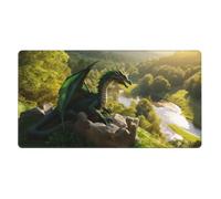 Alfombrilla de mouse grande para juegos, alfombrilla de teclado de escritorio, alfombrilla de escritorio, antideslizante, mate, para escritorio, alfombrilla de mouse de dragón verde de piedra de