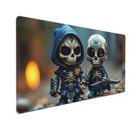 Alfombrilla de mouse grande para juegos, alfombrilla de teclado de escritorio con estampado dúo de esqueleto azul frío, alfombrilla de escritorio antideslizante para teclado de escritorio y mouse