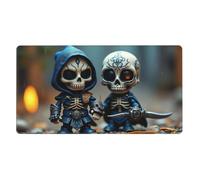 Alfombrilla de mouse grande para juegos, alfombrilla de teclado de escritorio con estampado dúo de esqueleto azul frío, alfombrilla de escritorio antideslizante para teclado de escritorio y mouse