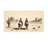 Alfombrilla de mouse grande para juegos, alfombrilla de teclado de escritorio con estampado dúo de vaquero marrón vintage, alfombrilla de escritorio antideslizante para teclado de escritorio y mouse