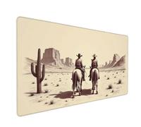 Alfombrilla de mouse grande para juegos, alfombrilla de teclado de escritorio con impresión dúo de vaquero marrón vintage, alfombrilla de escritorio antideslizante para teclado de escritorio y mouse