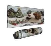 Alfombrilla de mouse grande para juegos de perro, cachorro marrón en bosque nevado, alfombrilla de mouse antideslizante con borde cosido, goma lavable para computadora de oficina en casa, laptop, 12 x