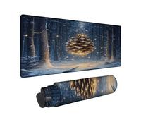 Alfombrilla de mouse grande para juegos, diseño de bosque nevado azul, alfombrilla de mouse con borde cosido, de goma, antideslizante, lavable, para computadora doméstica y oficina, portátil, 40,6 x