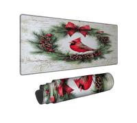 Alfombrilla de mouse grande para juegos, diseño de corona de pájaros rojos, alfombrilla de mouse con borde cosido, antideslizante, lavable, para computadora doméstica y oficina, portátil, 16 x 36