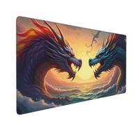 Alfombrilla de mouse grande para juegos, diseño de dragón azul mágico Duo-A, alfombrilla de escritorio antideslizante para teclado y mouse de escritorio, alfombrilla de mouse para accesorios de