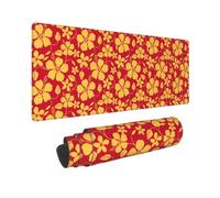 Alfombrilla de mouse grande para juegos, estilo hawaiano, rojo y amarillo, almohadilla de escritorio antideslizante mate para escritorio, alfombrilla de mouse para oficina, hogar, accesorios de