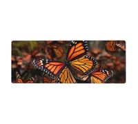 Alfombrilla de mouse grande para juegos XL de 31.5 x 11.8 pulgadas, alfombrilla de escritorio con mariposas monarca para teclado y mouse, alfombrilla de teclado lavable con base antideslizante