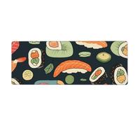 Alfombrilla de mouse grande para juegos XL de 31.5 x 11.8 pulgadas, alfombrilla de escritorio con patrón de comida de sushi para teclado y mouse, alfombrilla de teclado lavable con base antideslizante
