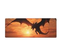 Alfombrilla de mouse grande para juegos XL de 31.5 x 11.8 pulgadas, alfombrilla de escritorio de dragón volador de puesta de sol en el mar para teclado y mouse, alfombrilla de teclado lavable con base
