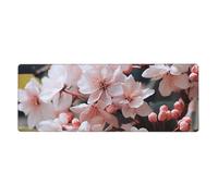Alfombrilla de mouse grande para juegos XL de 31.5 x 11.8 pulgadas, alfombrilla de escritorio de flores rosas y blancas para teclado y mouse, alfombrilla de teclado lavable con base antideslizante