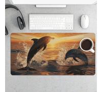 Alfombrilla de mouse grande, protector de computadora de salto de delfines impermeable para teclado y mouse, base de goma antideslizante, alfombrilla de computadora, alfombrilla de mouse de juegos