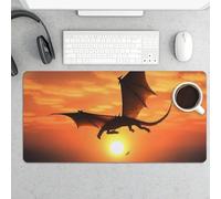 Alfombrilla de mouse grande, protector de escritorio de dragón volador de puesta de sol en el mar, alfombrilla de escritorio impermeable para teclado y mouse, base de goma antideslizante, alfombrilla